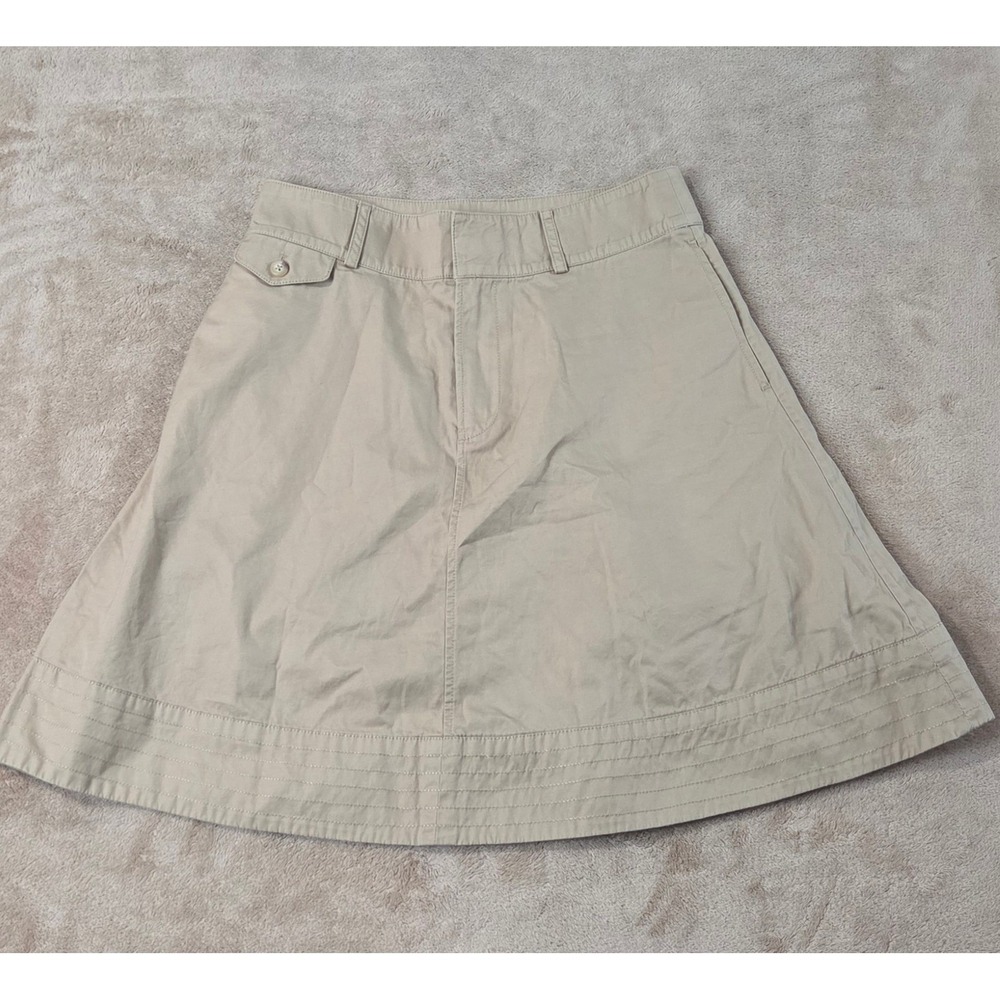 Vintage Ralph Lauren Skirt Women Size 6 Khaki A-Line Chino Multi Pockets EUC